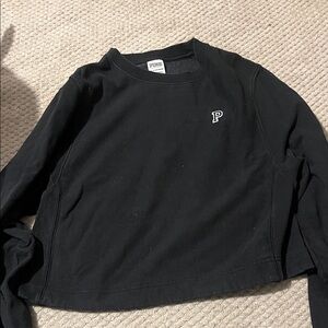 Victoria's Secret Black Long Sleeve Top with 'P' Logo